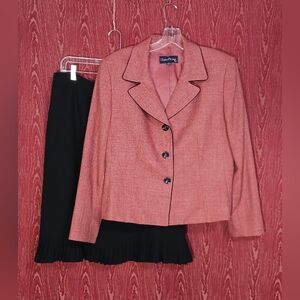 EVAN-PICONE 2 Piece Orange Size 14P Long Sleeve Collared Button Skirt Women's